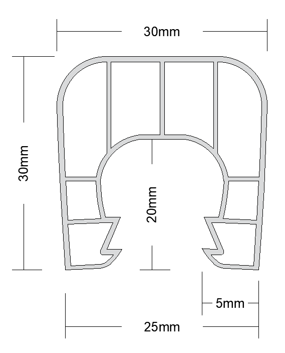 Perfil conector policarbonato ”U”/2, color Clear - 2