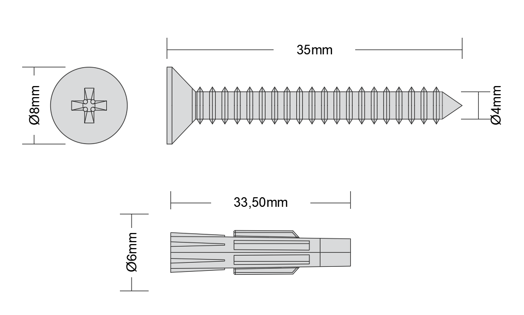 Tornillo e Taco de Nylon SM.042.E - 2
